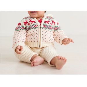 Hanna Andersson Fair Isle Reindeer Baby  Sweet Gnome Hoodie Sweater Jacket 0-3 M